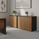 Professional office low cabinets Oscar walnut-anthracite 200x40x80cm