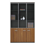 Professional office cabinets Oscar walnut-anthracite 240x40x200cm - Image 2