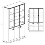 Professional office cabinets Oscar walnut-anthracite 240x40x200cm - Image 4