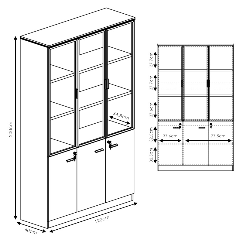 246-000041-3 Professional office cabinets Oscar walnut-anthracite 240x40x200cm - Image 4