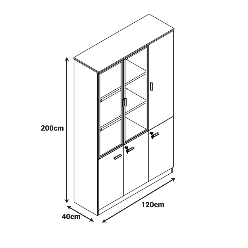 246-000041-4 Professional office cabinets Oscar walnut-anthracite 240x40x200cm - Image 5