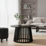Coffee table Domonic mdf in black color D80x45cm
