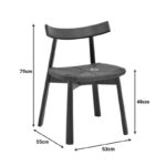 Clareta chair rubberwood-rope in black shade 53x55x79cm - Слика 2