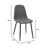 Dining chair Bella black fabric and black metal leg 43.5x52x89cm - Слика 5