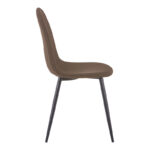 Dining chair Bella brown fabric and black color metal leg 43.5x52x89cm - Image 3