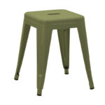 Stool Utopia dark olive green metal 30x30x45cm
