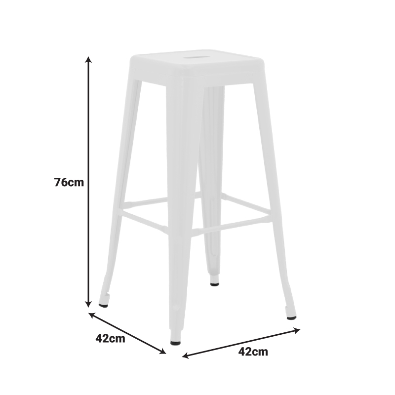 270-000053-1 Bar stool Utopia metal white matte 42x42x76cm - Слика 2