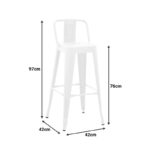 Bar stool with backrest Utopia white matte metal 42x42x97cm - Слика 2