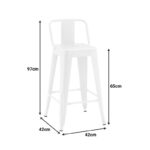 Mid-height bar stool with back Utopia metal in white matte shade 42x42x86cm - Слика 2