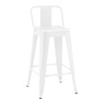 Mid-height bar stool with back Utopia metal in white matte shade 42x42x86cm