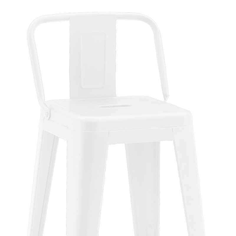 270-000055-2 Mid-height bar stool with back Utopia metal in white matte shade 42x42x86cm - Слика 3