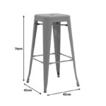 Bar stool Utopia metal in dark oline green color 42x42x76cm - Image 2