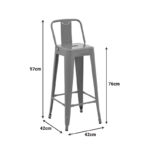 Bar stool with backrest Utopia metal in dark olive green color 42x42x97cm - Image 2
