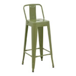 Bar stool with backrest Utopia metal in dark olive green color 42x42x97cm
