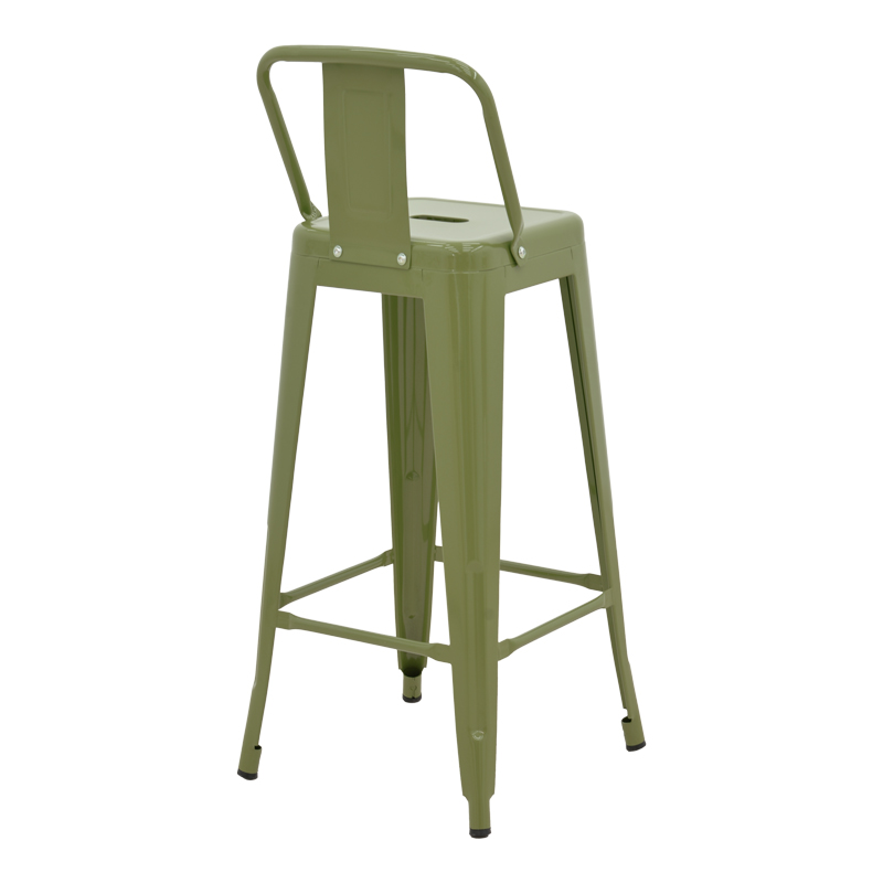 270-000057-2 Bar stool with backrest Utopia metal in dark olive green color 42x42x97cm - Image 3