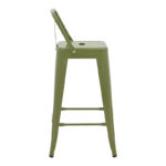 Mid-height Bar stool with backrest Utopia metal in dark olive color 42x42x86cm - Image 4