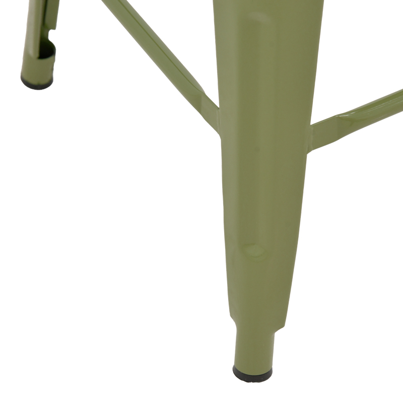 270-000058-5 Mid-height Bar stool with backrest Utopia metal in dark olive color 42x42x86cm - Image 6