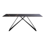 Meja sintered stone table black marble - metal legs 180x90x76cm - Слика 2