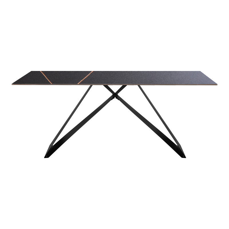 278-000042-1 Meja sintered stone table black marble - metal legs 180x90x76cm - Слика 2