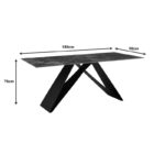 Meja sintered stone table black marble - metal legs 180x90x76cm - Слика 4