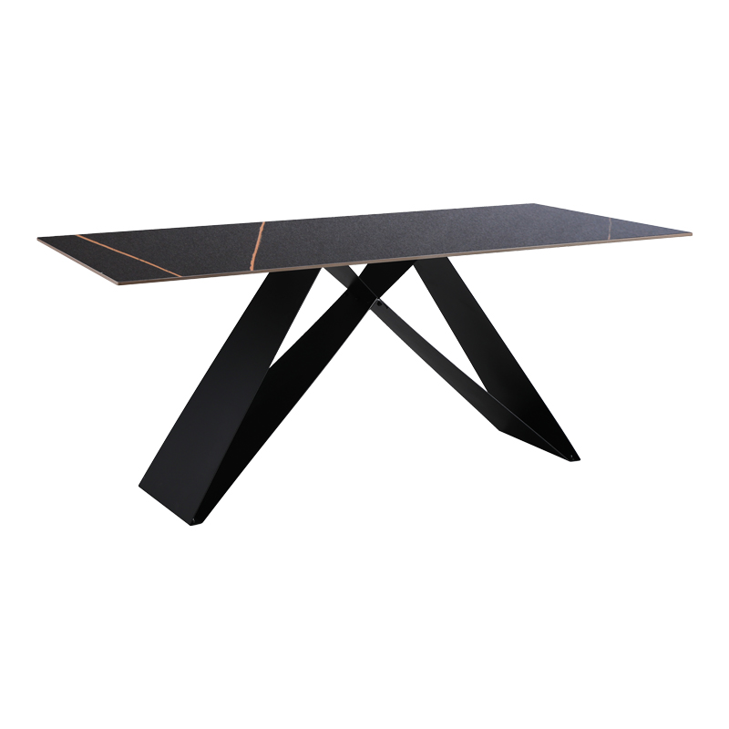 278-000042 Meja sintered stone table black marble - metal legs 180x90x76cm - Слика 1