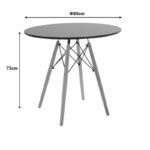 Dining table Julita MDF top black-natural color legs D80x73cm - Image 4