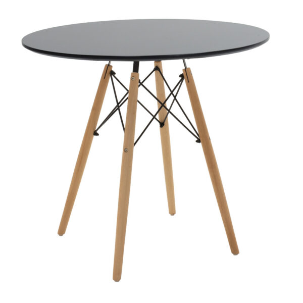 Dining table Julita MDF top black-natural color legs D80x73cm
