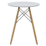 Julita table MDF white and natural beech wood D60x73cm - Слика 2