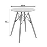 Julita table MDF white and natural beech wood D60x73cm - Слика 4
