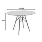 Julita table MDF white and natural beech wood D120x73cm - Слика 2