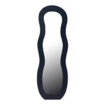 Mirror Glinde Inart velvet in black color 90x3.5x150cm