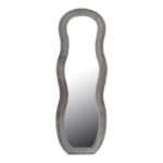Mirror Glinde Inart velvet in grey color 90x3.5x150cm