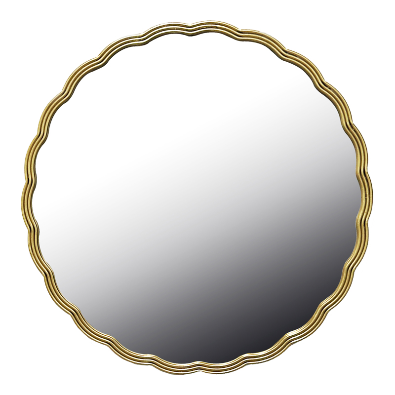 295-000027 Mirror Fergan Inart wood in gold color D80x2.5cm - Image 1