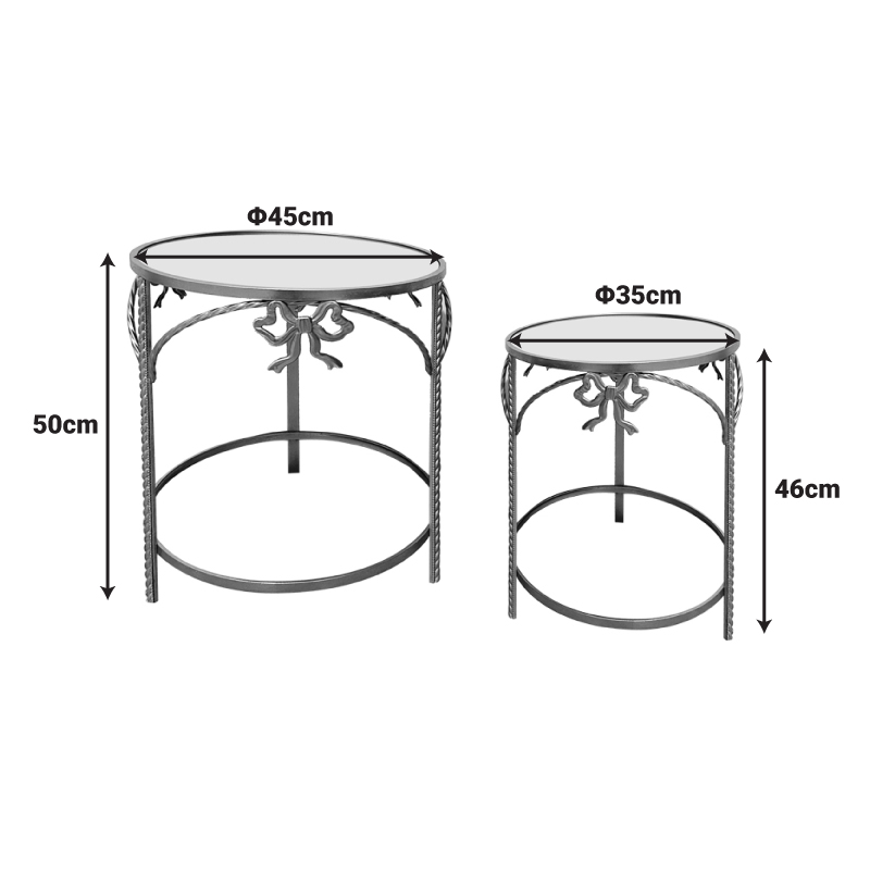 295-000031-1 Side table Frensia Inart set of 2 pieces metal in gold color - Image 2