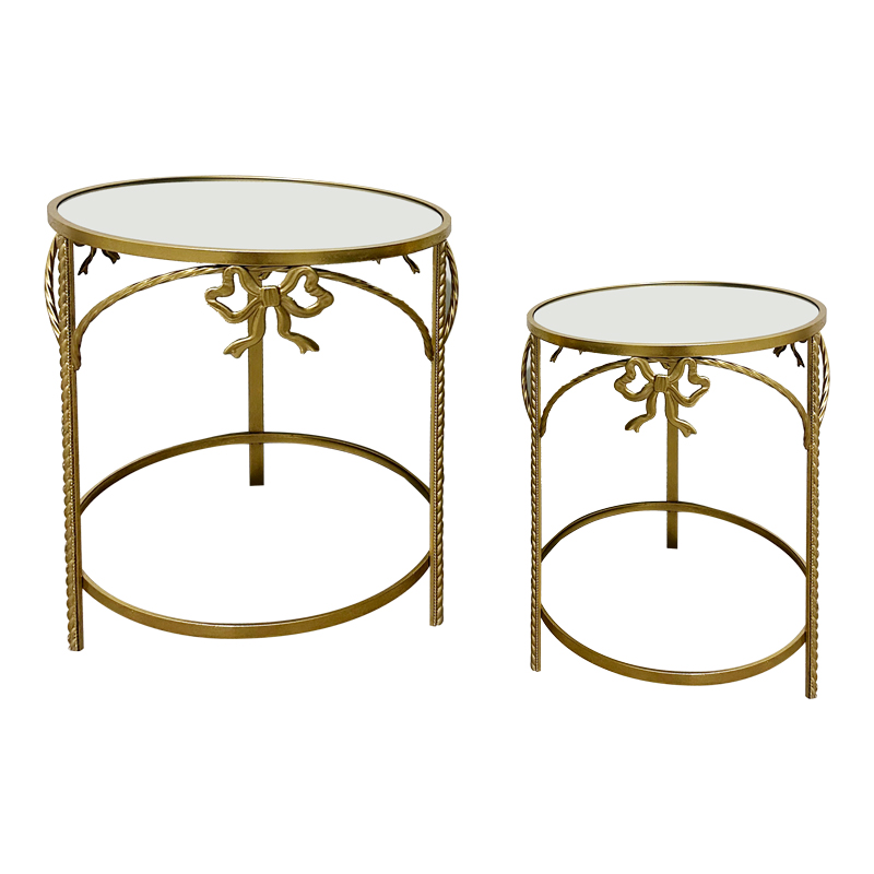 295-000031 Side table Frensia Inart set of 2 pieces metal in gold color - Image 1