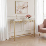 Console table Frensia Inart metal in gold color 100x30x80cm - Слика 2