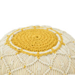 Boha Inart jute stool-pouf in yellow and white shade D40x30cm - Image 2