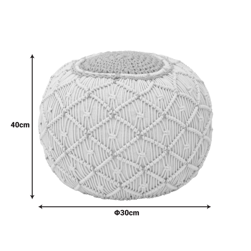 302-000031-2 Boha Inart jute stool-pouf in yellow and white shade D40x30cm - Image 3