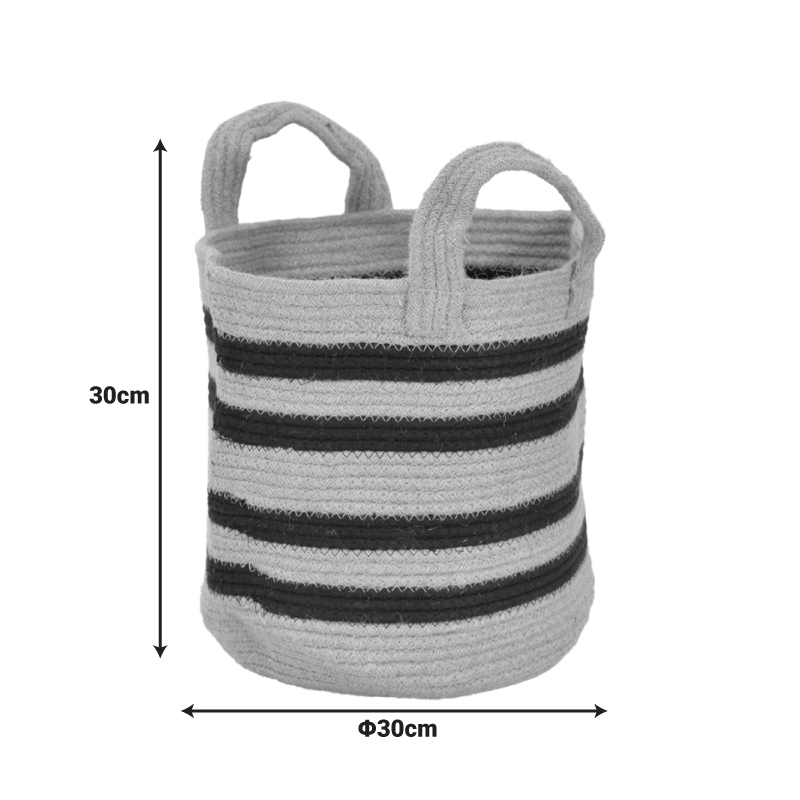 302-000049-1 Decorative basket Mibra Inart cotton-jute in beige-black shade D30x30cm - Image 2