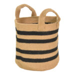 Decorative basket Mibra Inart cotton-jute in beige-black shade D30x30cm