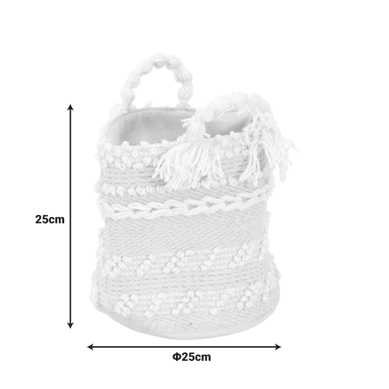 302-000054-1 Decorative basket Fombra Inart cotton-woven in ecru shade D25x25cm - Image 2