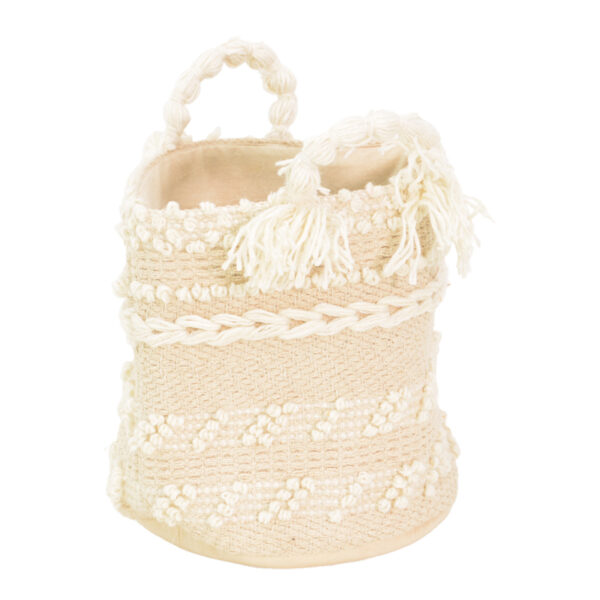 Decorative basket Fombra Inart cotton-woven in ecru shade D25x25cm