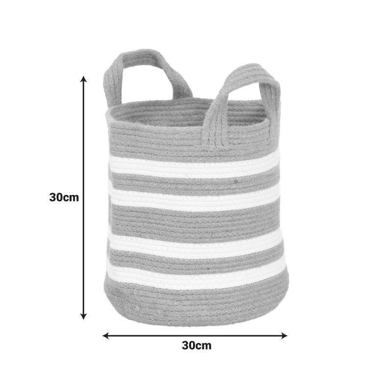 302-000055-1 Decorative basket Mibra Inart cotton-jute in beige-white shade D30x30cm - Image 2