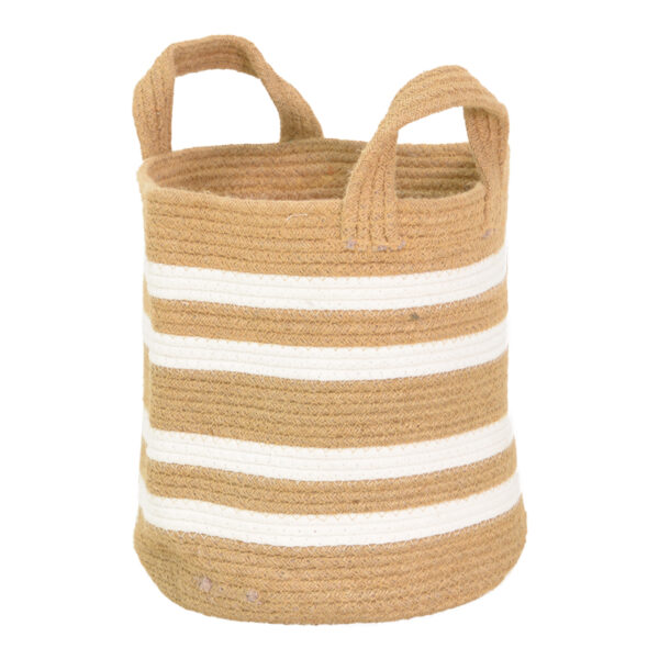 Decorative basket Mibra Inart cotton-jute in beige-white shade D30x30cm