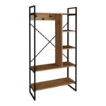 Feranda entance furniture with oak shelves and black metal frame 88x34x180cm