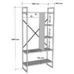 Feranda entance furniture with oak shelves and black metal frame 88x34x180cm - Image 5