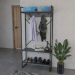 Levento entance furniture anthracite with black metal frame 88x34x180cm - Слика 3