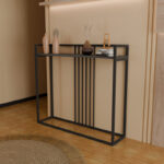 Convida console table anthracite with black metal frame 100x25x90cm - Image 4