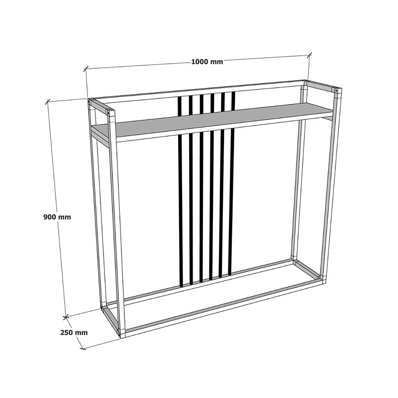 321-000127-4 Convida console table anthracite with black metal frame 100x25x90cm - Image 5