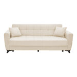 Modesto three-seater sofa-bed with storage space cream fabric 215x85x80cm - Image 2